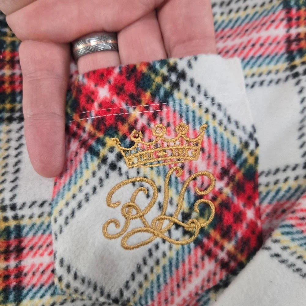 Lauren Ralph Lauren Ivory Red Green Tartan Plaid Fleece Pajama Set Size XL NWT